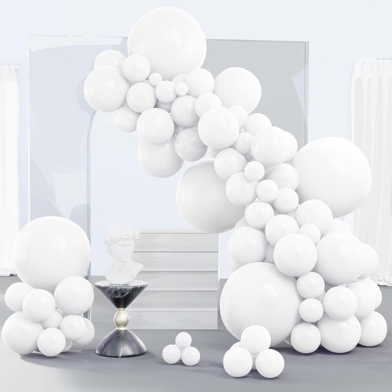 White Balloons, 140 pcs Matte White Balloons Different Sizes Pack of 18 Inch 12 Inch 10 Inch 5 Inch White Balloons for Balloon Garland or Balloon Arch as Birthday Party Decorations, White-Y13
